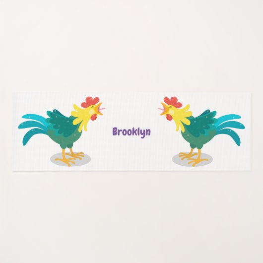 可愛いおもしろい鶏ガライラストレーション ヨガマット (正面(横))