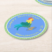 可愛いおもしろい鶏ガライラストレーション ラウンドペーパーコースター (アングル)