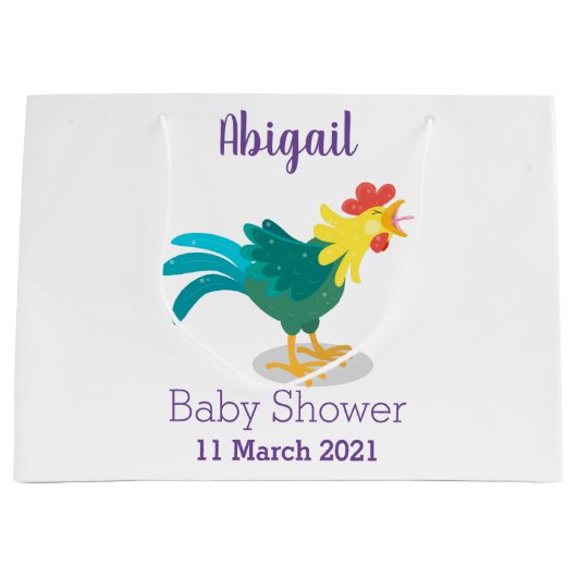 可愛いおもしろい鶏ガライラストレーション ラージペーパーバッグ (正面)