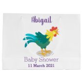 可愛いおもしろい鶏ガライラストレーション ラージペーパーバッグ (裏面)