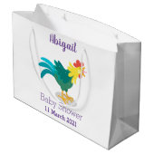 可愛いおもしろい鶏ガライラストレーション ラージペーパーバッグ (裏面アングル)