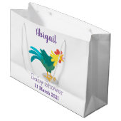 可愛いおもしろい鶏ガライラストレーション ラージペーパーバッグ (正面アングル)