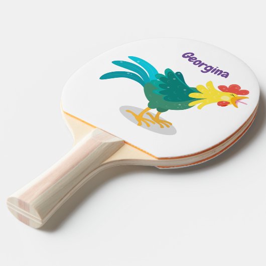 可愛いおもしろい鶏ガライラストレーション 卓球ラケット (正面アングル)