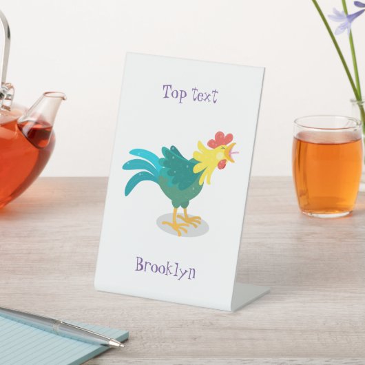 可愛いおもしろい鶏ガライラストレーション 台座サイン (インサイチュ)