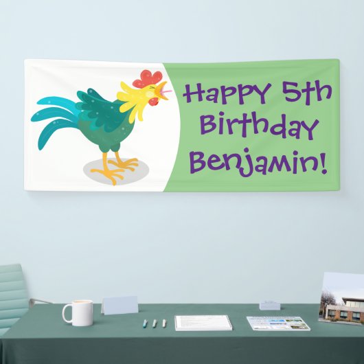 可愛いおもしろい鶏ガライラストレーション 横断幕 (トレードショー)