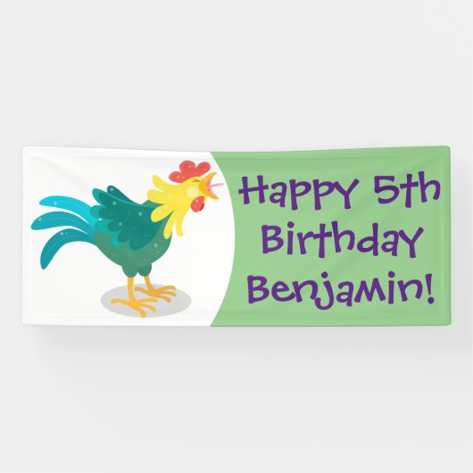 可愛いおもしろい鶏ガライラストレーション 横断幕 (横)