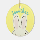 可愛いおもしろい黄色いバニーの漫画パーソナライズされたの子供 セラミックオーナメント (左)