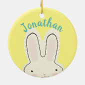 可愛いおもしろい黄色いバニーの漫画パーソナライズされたの子供 セラミックオーナメント (裏面)