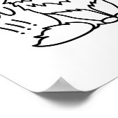 可愛いおもしろい黒ミニマル白ネコ ポスター (角)