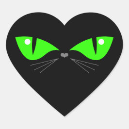 可愛いおもしろい黒猫顔グリーンアイズウィスカ ハートシール