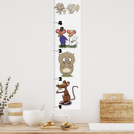 可愛いおもしろい齧歯動物漫画の成長チャート ポスター (キッチン)