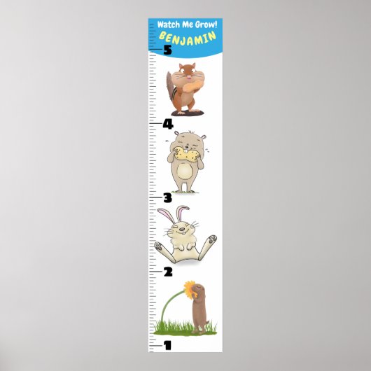 可愛いおもしろい齧歯動物漫画の成長チャート ポスター (正面)