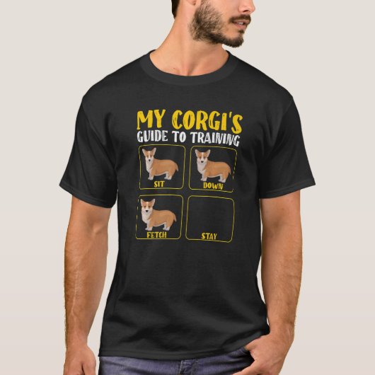 可愛いおもしろいcorgiガイド母のトレーニングパパcorgi w tシャツ (正面)