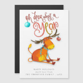 可愛いおもしろいOh Deer何A年ホリデーカードマグネット (正面/裏面)