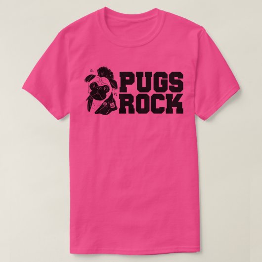 可愛いおもしろいPugsロックパグオーナーズロッカー Tシャツ (デザイン正面)