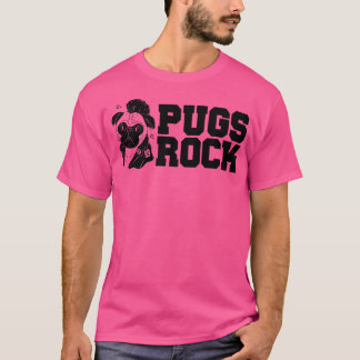 可愛いおもしろいPugsロックパグオーナーズロッカー Tシャツ