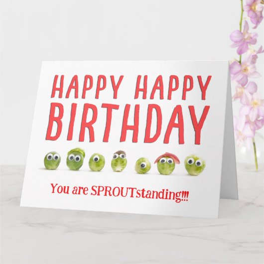 可愛いおもしろいSPROUT立っている誕生日カード カード (蘭)