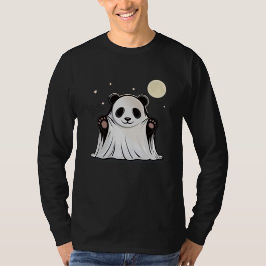 可愛いお化けパンダと月 Tシャツ (正面)