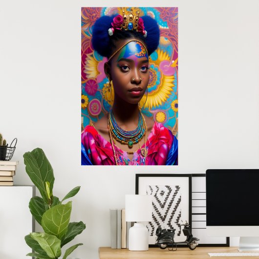 可愛いお姫様とティアラ ポスター (ホームオフィス)