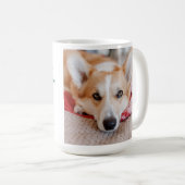 可愛いお気に入りの子犬のパパペット写真クリスマス コーヒーマグカップ (正面右)