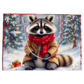 可愛いお洒落アライグマ ラージペーパーバッグ (裏面)