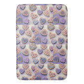 可愛いお洒落カラフルクッキーハート水色 バスマット (正面縦)