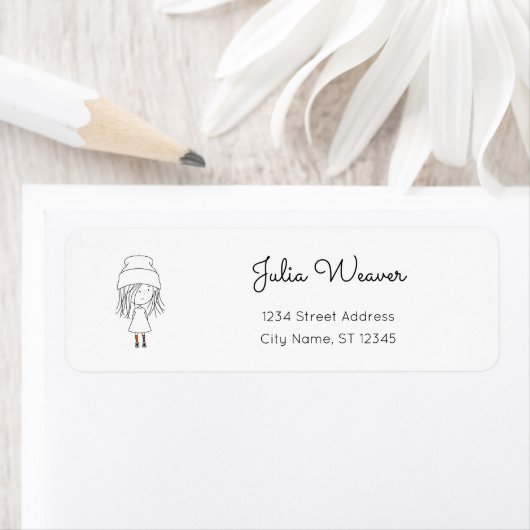 可愛いお洒落ガール奇数ソックス帽子漫画 ラベル (インサイチュ)