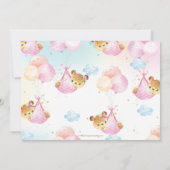 可愛いお洒落クマの風船ベビーシャワーガール 招待状 (裏面)