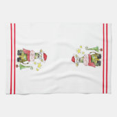 可愛いお洒落クリスマス牛 キッチンタオル (横)