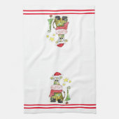 可愛いお洒落クリスマス牛 キッチンタオル (縦)