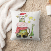 可愛いお洒落クリスマス牛 クッション (ブランケット)
