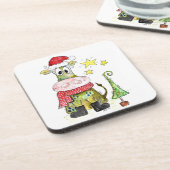 可愛いお洒落クリスマス牛 コースター (左側)