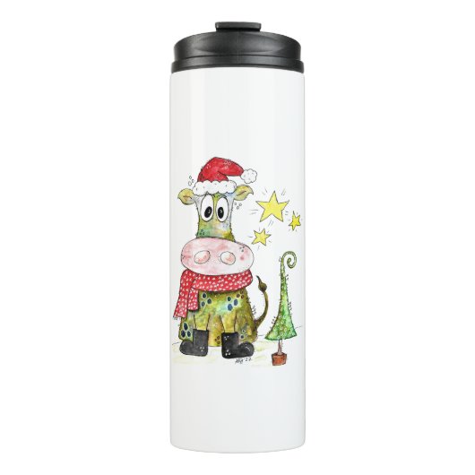 可愛いお洒落クリスマス牛 タンブラー (正面)
