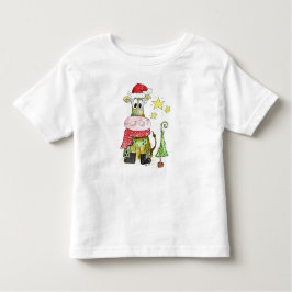 可愛いお洒落クリスマス牛 トドラーTシャツ
