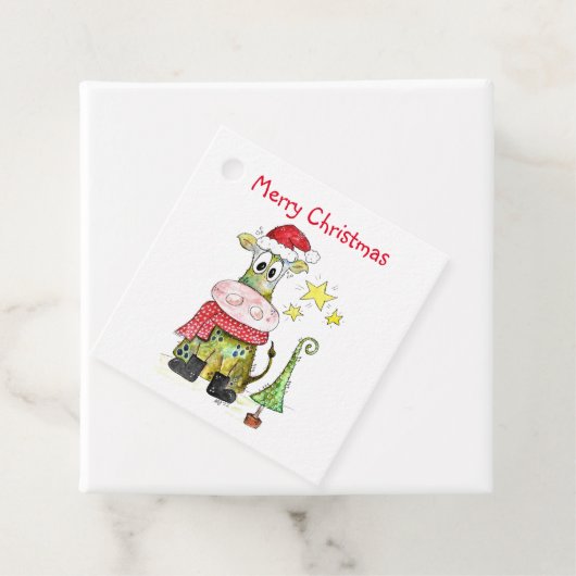 可愛いお洒落クリスマス牛 フェイバータグ (インサイチュ)