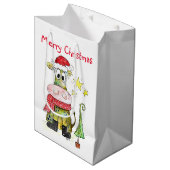 可愛いお洒落クリスマス牛 ミディアムペーパーバッグ (正面アングル)