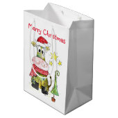 可愛いお洒落クリスマス牛 ミディアムペーパーバッグ (裏面アングル)
