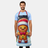 可愛いお洒落クリスマス/冬ジンジャーブレッドマン エプロン (着用した状態)