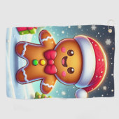 可愛いお洒落クリスマス/冬ジンジャーブレッドマン ゴルフタオル (横)