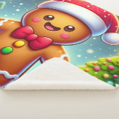 可愛いお洒落クリスマス/冬ジンジャーブレッドマン シェルパブランケット (3/4)