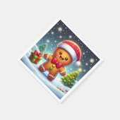 可愛いお洒落クリスマス/冬ジンジャーブレッドマン スタンダードカクテルナプキン (角)