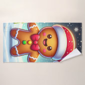 可愛いお洒落クリスマス/冬ジンジャーブレッドマン バスタオル (バスタオル)