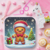 可愛いお洒落クリスマス/冬ジンジャーブレッドマン ペーパープレート (パーティー)