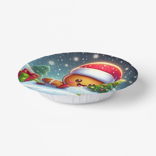 可愛いお洒落クリスマス/冬ジンジャーブレッドマン ペーパーボウル (傾斜あり)