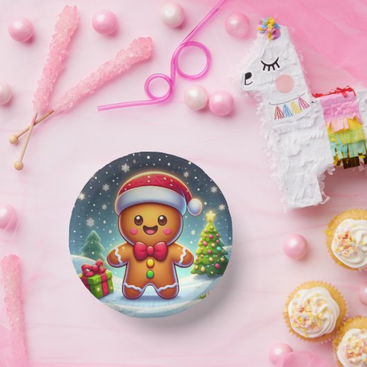 可愛いお洒落クリスマス/冬ジンジャーブレッドマン ペーパーボウル (パーティー)