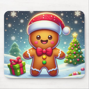 可愛いお洒落クリスマス/冬ジンジャーブレッドマン マウスパッド