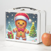 可愛いお洒落クリスマス/冬ジンジャーブレッドマン メタルランチボックス (インサイチュ)