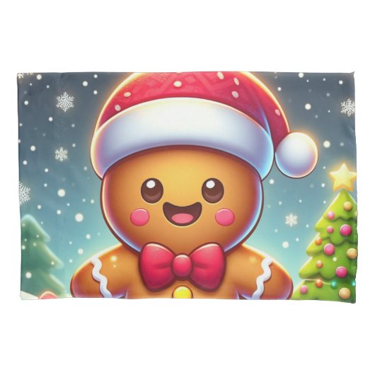 可愛いお洒落クリスマス/冬ジンジャーブレッドマン 枕カバー (正面)