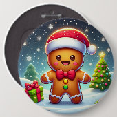 可愛いお洒落クリスマス/冬ジンジャーブレッドマン 缶バッジ (正面&裏面)