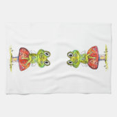 可愛いお洒落グリーンカエルの足掛け キッチンタオル (横)